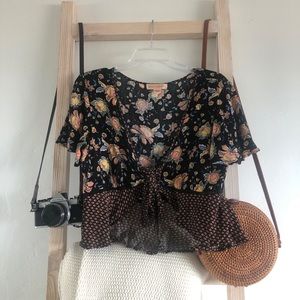 Crop Floral Tie Top